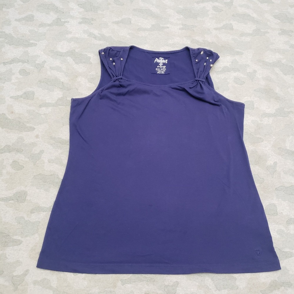 Ariat Top Womens XL Blue Pullover Sleeveless Rodeo Western Cowgirl